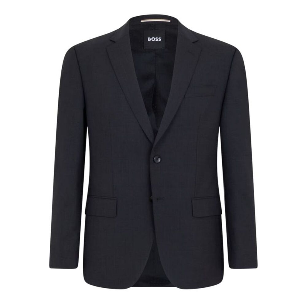 Boss Mens Logo Wool Flap Pocket Suit Jacket / Dark Grey